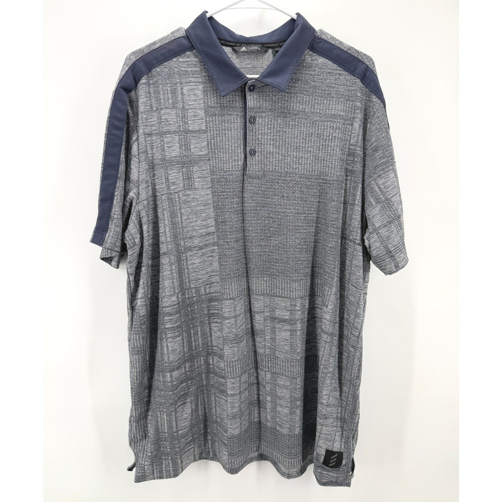 Adidas Polo Shirt Gray Navy Adicross Golf Performance Short Sleeve Casual Men XL